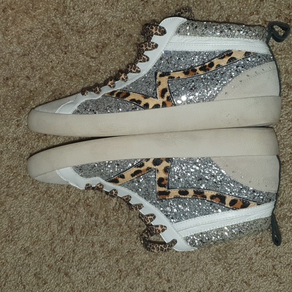 Gianni Bini Elleinna Leopard & Glitter sneakers sz 7.5 - Picture 4 of 7
